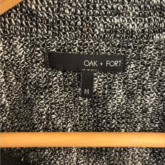 Oak + FORT Buttoned Cardigan Blazer, Heathered Grey Black, Size M oversized. - Picture 4 of 7